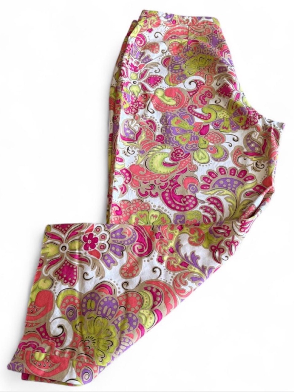 Women’s capri pants by Pursuits ltd, high- rise colorful paisley print, Size 12